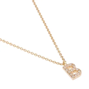 Gold And Diamond Letter B Necklace