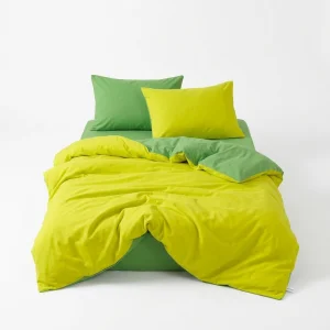Popping Colors Double Duvet Cover Set With Elastic Sheets Sage
