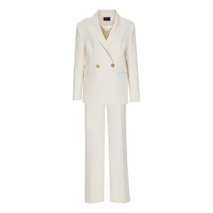 Tailored Double-breasted Suit In Ecru