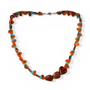 Three Hearts With Flame Beads Necklace
