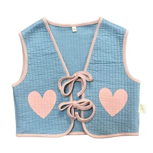 Sky Blue & Salmon Pink Quilted Short West