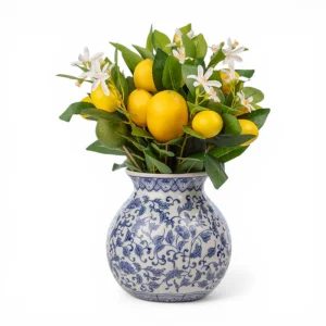 Bleu Blanc Vase Lemon Arrangement