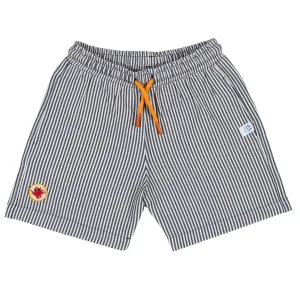 Happy Stripes Çizgili Dokuma Şort - Indigo Mavi