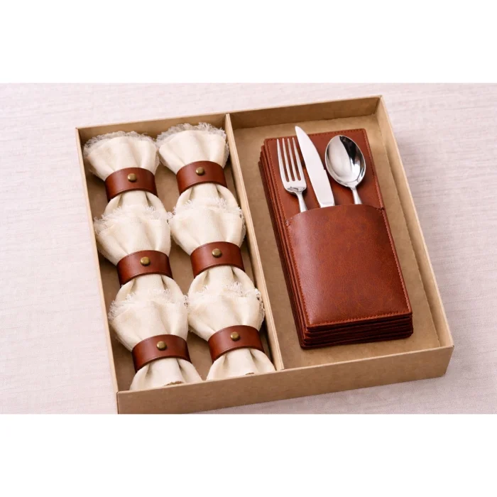 Leather Royal Set Of 6 Napkin Rings image 4