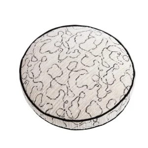 Round Chenille Cushion With Wave Pattern