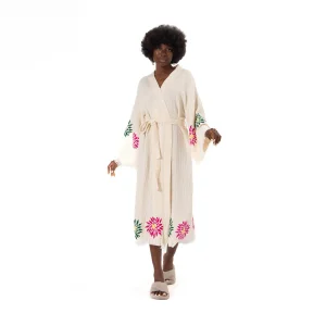 Müslin Kimono Frida Baskılı Desenli Bornoz Kaftan Sabahlık