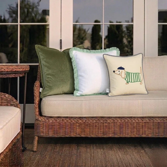 Mösyö, 100% Raw Linen Cushion Cover With Duchshund Embroidery image 2