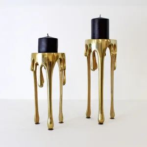 Gold Metal 2 Pieces Candle Holder
