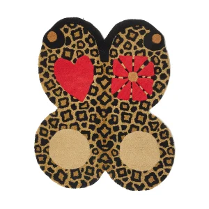 Crazy Leopard Print Butterfly Patterned Rug