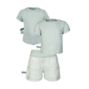 Organik Kısa Kollu Body, Kısa Kollu T-shirt, Şort , 3'lü Set