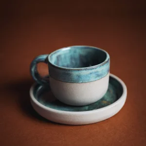 2-piece Ground Stoneware Cup And Saucer Set