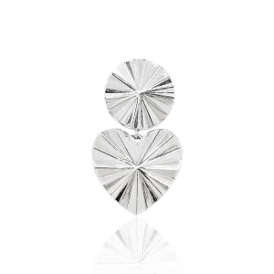 Gaia+eros Round And Heart Single Sterling Silver Earring