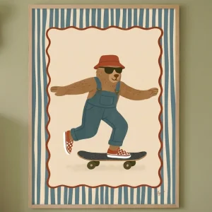 Bear On Wheels Framed Wall Art