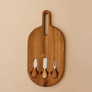 Acacia Wood Cheese Serving Set | Serving Tray With Knife