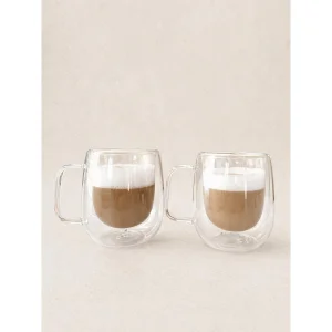 Heat Resistant Double Walled 2-Piece Glass Mug Set