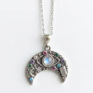 Chackra Stone Moon Necklace