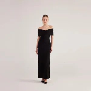 Off-shoulder Slit Maxi Leila Dress