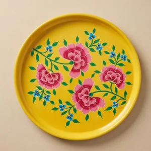 Hand-Painted Enamel Tray Yellow