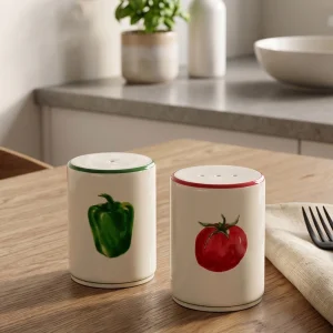 Bengi Kurtcebe Pomodoro Stoneware 2'li Tuzluk - Biberlik Seti