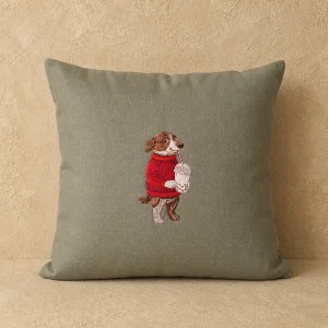 Vintage Dog - Embroidered Cushion Cover