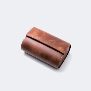 İkili Deri Saat Kutusu - Tobacco - Watch Roll