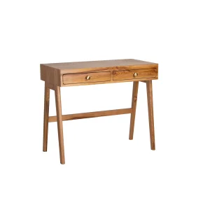 Pergel Solid Wood Naturel Study Desk with Two Drawers