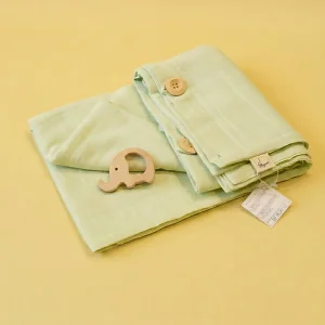 Mint Muslin Buttoned Baby Blanket