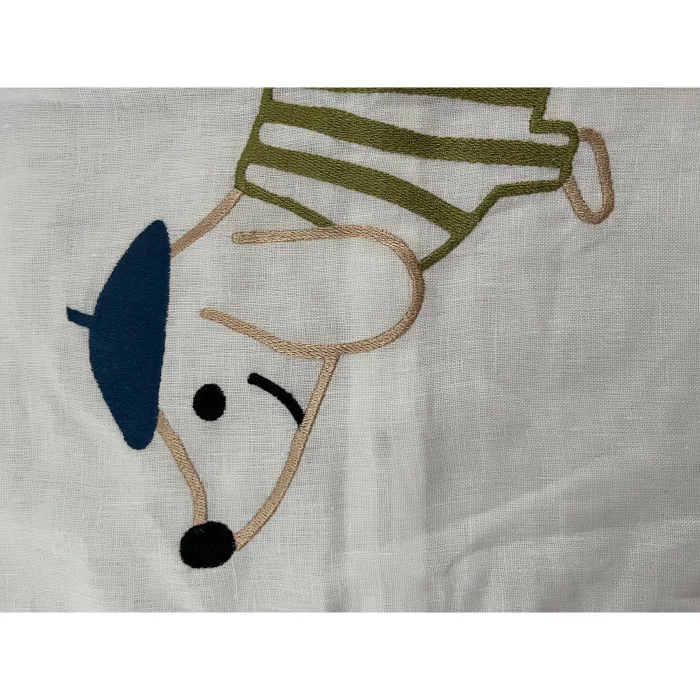Mösyö, 100% Raw Linen Cushion Cover With Duchshund Embroidery image 4
