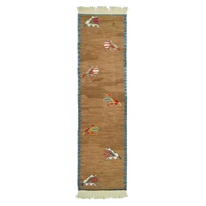 Hand-Woven Usak Kilim Brown Runner