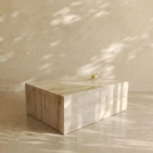 Travertine Cube Beige Coffee Table