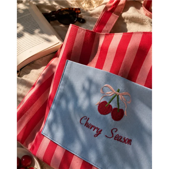 Cherry Season Embroidered Resort Tote Bag image 4