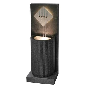 Petra Led Illuminated Modern Antracite Garden Waterfall
