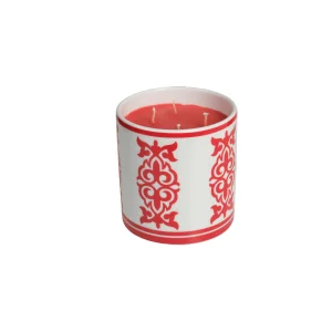 Rojo Red Ethnic Pattern Porcelain Candle