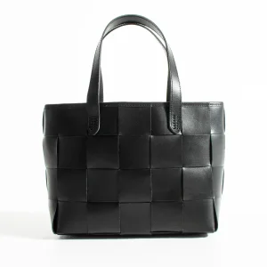 Mini Woven Leather Siyah Tote Bag