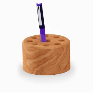 Cherry Wood Blok Round Pencil Holder