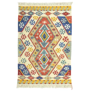 Itir Çok Renkli El Dokuma Yün Kilim Multi