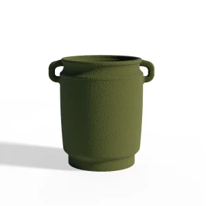 Handled Textured Haki Ceramic Vase