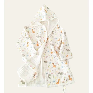 Patterned Muslin Multi Kids Bathrobe