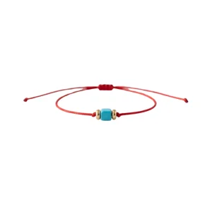 Turquoise Stone Red Cord Anklet