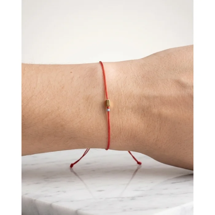Gold Cube Red Cord Anklet image 3
