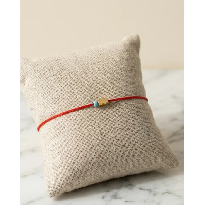 Gold Cube Red Cord Anklet image 4
