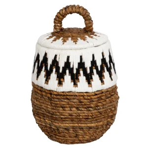 Laundry Basket Natural White Black D.25 Cm H.30 Cm