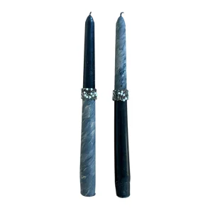 Marbled and Pearled Black Candle Set