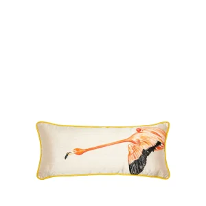 Flamingo Hand-Painted Silk Shantung Set of 2 Cushions
