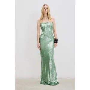 Metallic Yeşil Payetli Elbise