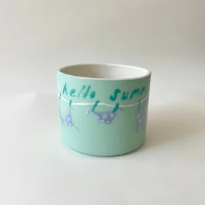 Handmade Hello Summer Mint Green Porcelain Cup