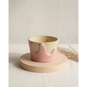 Pink Drip Stoneware Fincan