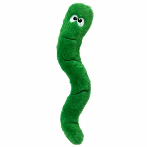 Green Plush Squeaky Worm Dog Toy, 42 cm