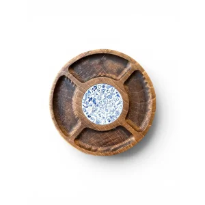 Solid Walnut Hand-Painted Tile Serving Plate