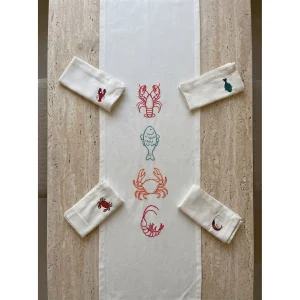 Yunda Nakışlı Keten Runner